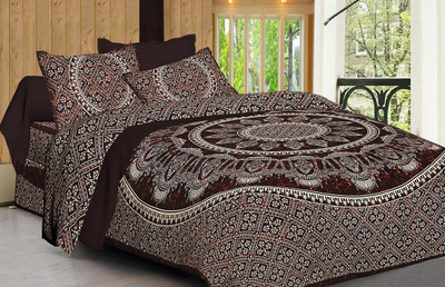 Bombay Spreads 120 TC Cotton Double Printed Flat Bedsheet(Pack of 1, White)
