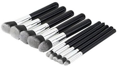 

J Makeup Brushes Set Foundation Blending Blush Brush Kit (Silver Black Grey)(Pack of 10)