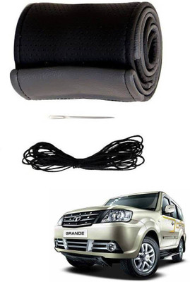 AYW Hand Stiched Steering Cover For Tata Grand Dicor(Grey, Black, Leather)