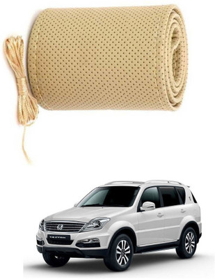 AYW Hand Stiched Steering Cover For SsangYong Rexton(Beige, Leather)