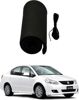 AYW Hand Stiched Steering Cover For Maruti SX4(Black, Leather)