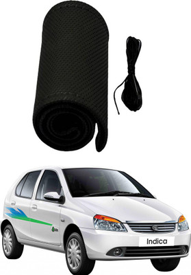 AYW Hand Stiched Steering Cover For Tata Indica(Black, Leather)