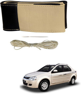AYW Hand Stiched Steering Cover For Volkswagen Verito(Black, Beige, Leather)