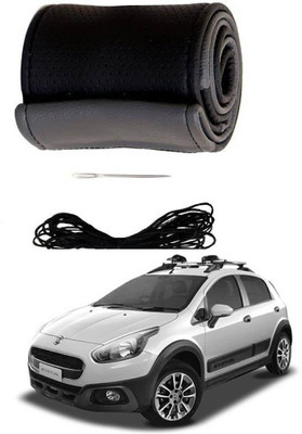 AYW Hand Stiched Steering Cover For Fiat Avventura(Grey, Black, Leather)