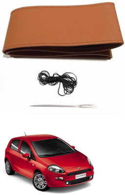 AYW Hand Stiched Steering Cover For Fiat Punto(Tan, Leather)