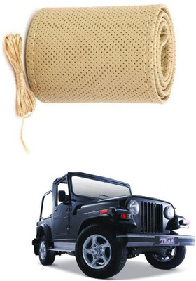 AYW Hand Stiched Steering Cover For Mahindra Thar(Beige, Leather)
