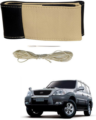 AYW Hand Stiched Steering Cover For Hyundai Terracan(Black, Beige, Leather)