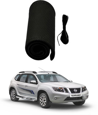 AYW Hand Stiched Steering Cover For Nissan Terrano(Black, Leather)