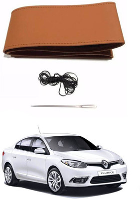 AYW Hand Stiched Steering Cover For Hyundai Fluidic Verna(Tan, Leather)