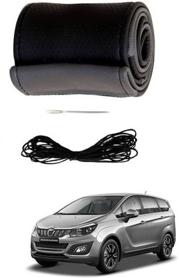 AYW Hand Stiched Steering Cover For Mahindra Mahindra(Grey, Black, Leather)