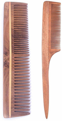 

Iyaan Neem Wood Combs For Dandruff And Wooden Tail Comb For Hair Styling(Set of 2)
