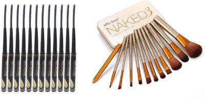 

Miss Boss naked golden brushes (pack of 12) and Long Lasting rich color eyeliner (pack of 12) combo(Set of 2)