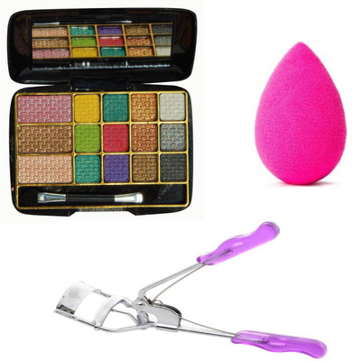 

vune Gold 15 Color Eyeshadow/Sponge/Curler Combi Kit(Set of 3)