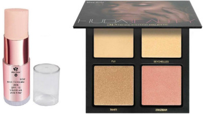 

Miss Boss Huda 3D highlighter palette and Stick Concealer Vitamin-E & Filter Conceal Highlight Contour With SPF 15 Concealer combo(Set of 2)