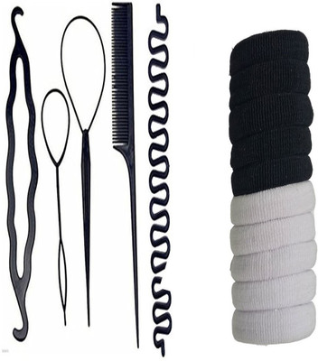 

shivnath enterprises hair topsy tail braid diy kit and cotten rubber bands [pack of 15pcs](Set of 15)