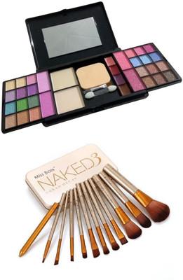 

Miss Boss set of 12 makeup nk golden brushes and professional 6154 makeup fashion kit combo(Set of 2)