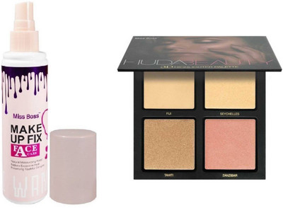 

Miss Boss Huda 3D highlighter palette and kb face care makeup primer fixer 45ml combo(Set of 2)