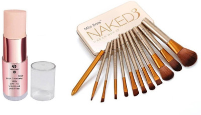 

Miss Boss naked golden brushes (pack of 12) and Stick Concealer Vitamin-E & Filter Conceal Highlight Contour With SPF 15 Concealer combo(Set of 2)