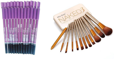 

Miss Boss naked golden brushes (pack of 12) and mn perfect eyebrpw pencils (pack of 12) combo(Set of 2)
