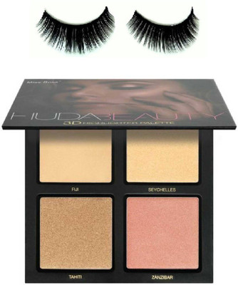 

Miss Boss Huda 3D highlighter palette and 1 pair of false eyelash combo(Set of 2)