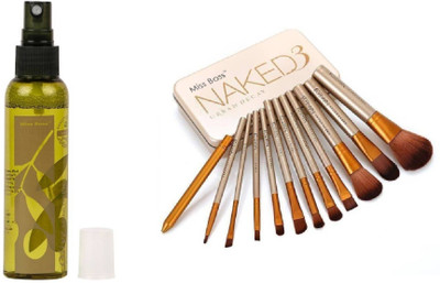 

Miss Boss naked golden brushes (pack of 12) and kb Olive Oil Makeup Fixer Primer - 120 ml combo(Set of 2)