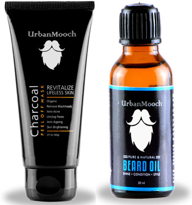 

UrbanMooch Beard Growth Oil And Charcoal Peel Of Mask Ultimate Beard Grooming Kit For Men - Best Gift Set (Set of 2)(Set of 2)