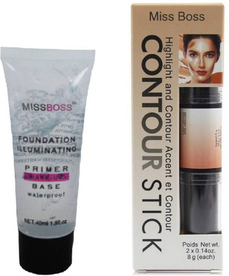

Miss Boss Huda Foundation illuminating Primer - 40 ml and kb 2 in 1 contour kit concealer combo(Set of 2)