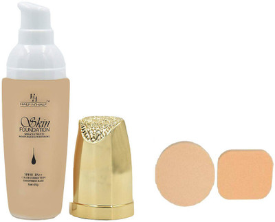 

Half N Half Skin Foundation Miracle Touch Mositurizing Whitening SPF50 with Cosmetic Powder puff(Set of 2)