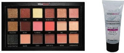 

Miss Boss Huda Foundation illuminating Primer - 40 ml and huda 3D rose gold sand highlight eyeshadow combo(Set of 2)