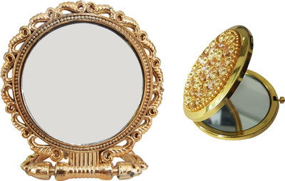 

RAAYA Combo Of 2 Stylish Hand Mirror For Women And Girls For Home Travel Use