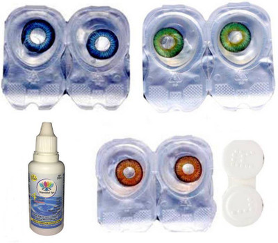 

Crystal Eye DRAK BLUE HONEY GREEN 3 PAIR WITH CASE SOLUTION Monthly Contact Lens(0.00, DRAK BLUE, GREEN, HONEY, Pack of 5)