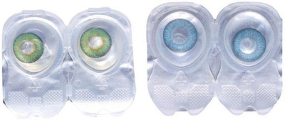 

Drr teleservices Color contact Zero power monthly lense 3pair Monthly Contact Lens(0, Green, Sky blue, Pack of 2)