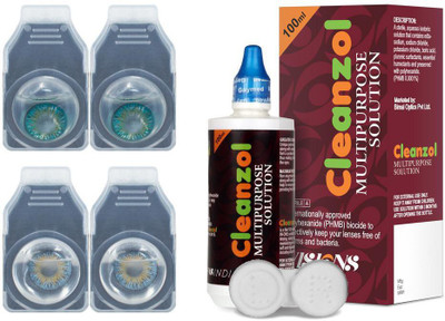 

CleanZol Color Lenses With 100 ml Multipurpose Solution & Lens Case Monthly Contact Lens(Blue-Turquoise, Blue-Turquoise, Pack of 4)