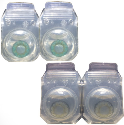 

CRYSTAL EYE grey Auqa contact lens with case solution Monthly Contact Lens(0.0, Aqua, gray, Pack of 2)