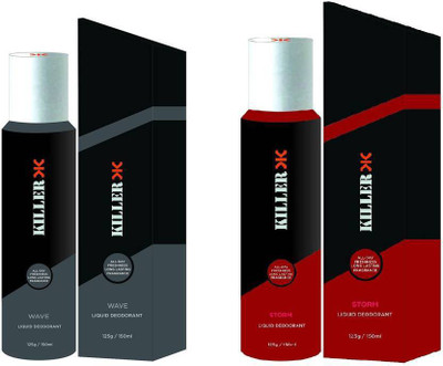 

Killer Wave And Storm Liquid Deodorant 150ML Each (Pack of 2) Perfume Body Spray - For Men & Women(150 ml, Pack of 2)