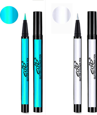 

EOD Shimmer Long Lasting Liquid Eyeliner Pencils Set of 2 for Waterproof Makeup 2 ml(Green, Silver)