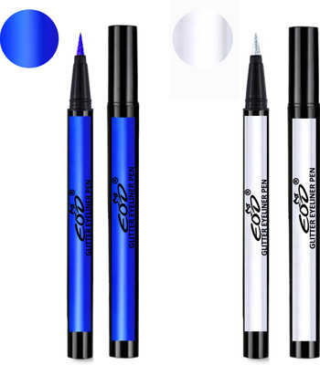 

EOD Shimmer Long Lasting Liquid Eyeliner Pencils Set of 2 for Waterproof Makeup 2 ml(Blue, Silver)