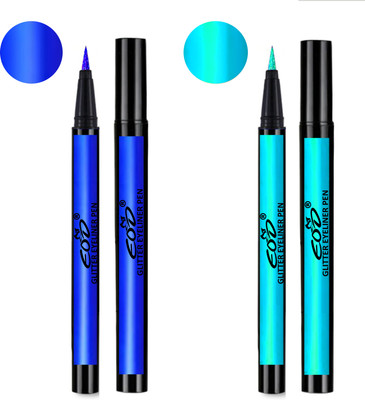 

EOD Shimmer Long Lasting Liquid Eyeliner Pencils Set of 2 for Waterproof Makeup 2 ml(Blue, Green)