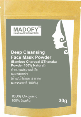 

MADOFY Deep Cleansing Face Mask (Thanaka & Bamboo charcoal) for skin radiance 15 gm(30 g)