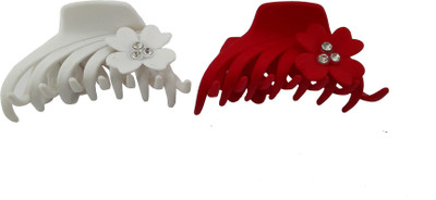 

Saaj Women Collection Matte Casual Hair Clutcher Hair Claw(Red, White)