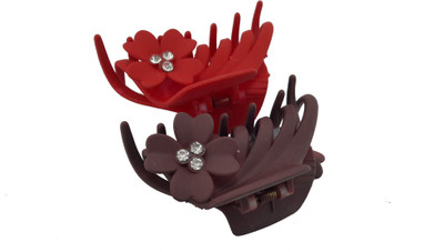 

Saaj Women Collection Matte Casual Hair Clutcher Hair Claw(Red, Brown)