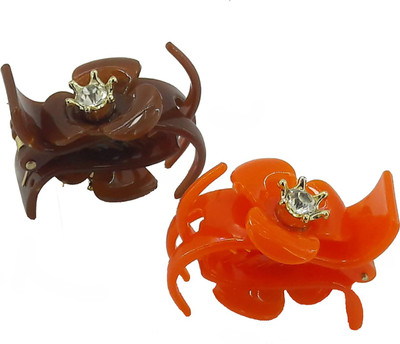 

Saaj Women Collection Plastic Flower Hair Clutcher Hair Claw(Brown, Orange)
