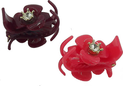 

Saaj Women Collection Plastic Flower Hair Clutcher Hair Claw(Pink, Maroon)