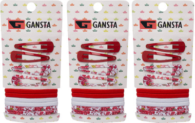 

Gansta Tic Tac Pin & Rubber Band Set Hair Accessory Set(Red, White)