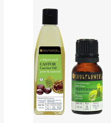 

Soulflower Castor & Peppermint Essential Oil Set of 2 Hair Oil(150 ml)