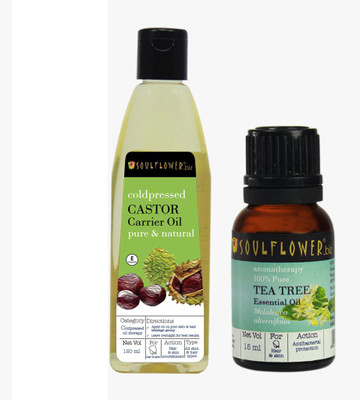 

Soulflower Castor & Tea Tree Essential Oil Set of 2 Hair Oil(150 ml)