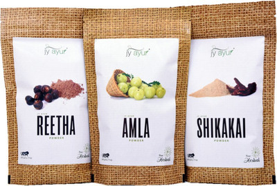 

JY AYUR Reetha, Shikakai, Amla Powder (200g each) for Hair - Pack of 3(600 g)