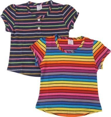 Smarty Baby Girls Party Cotton Blend Top(Multicolor, Pack of 2)