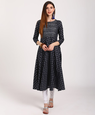 Vishudh Women Printed Flared Kurta(Multicolor)