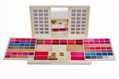 

Half N Half 70 Eye shadow, 12 Lip color, 2 Compact Powder, 4 Blusher ,1 mirror & 4 brushes,